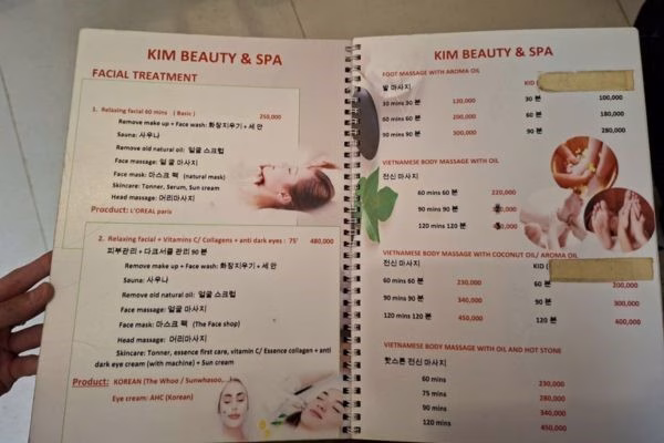 Bảng giá tại Kim Beauty & Spa
