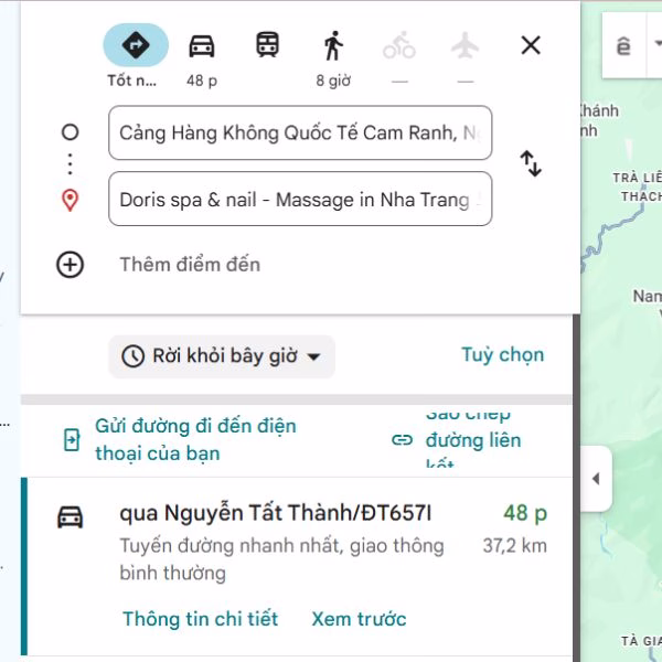 Từ Sân bay Quốc tế Cam Ranh đến spa