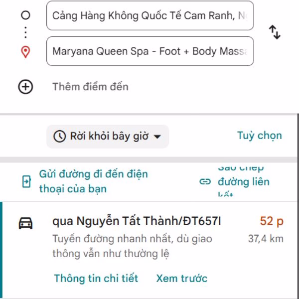 Từ Sân bay Quốc tế Cam Ranh đến spa